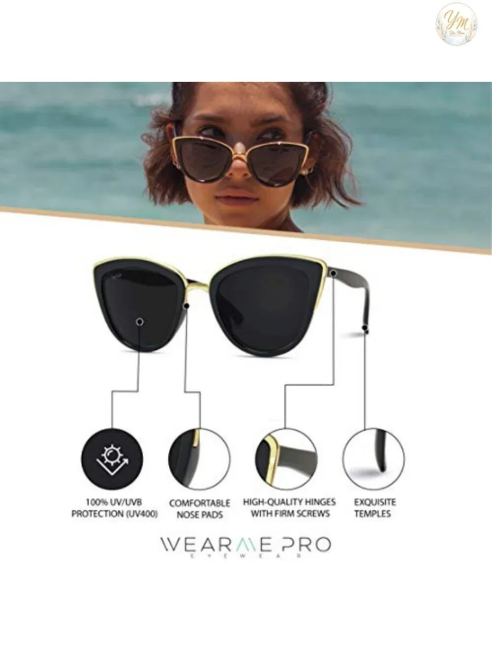 Oversized Cat Eye Sunglasses Womens Mirrored Lenses UV Protection Acetate TR90